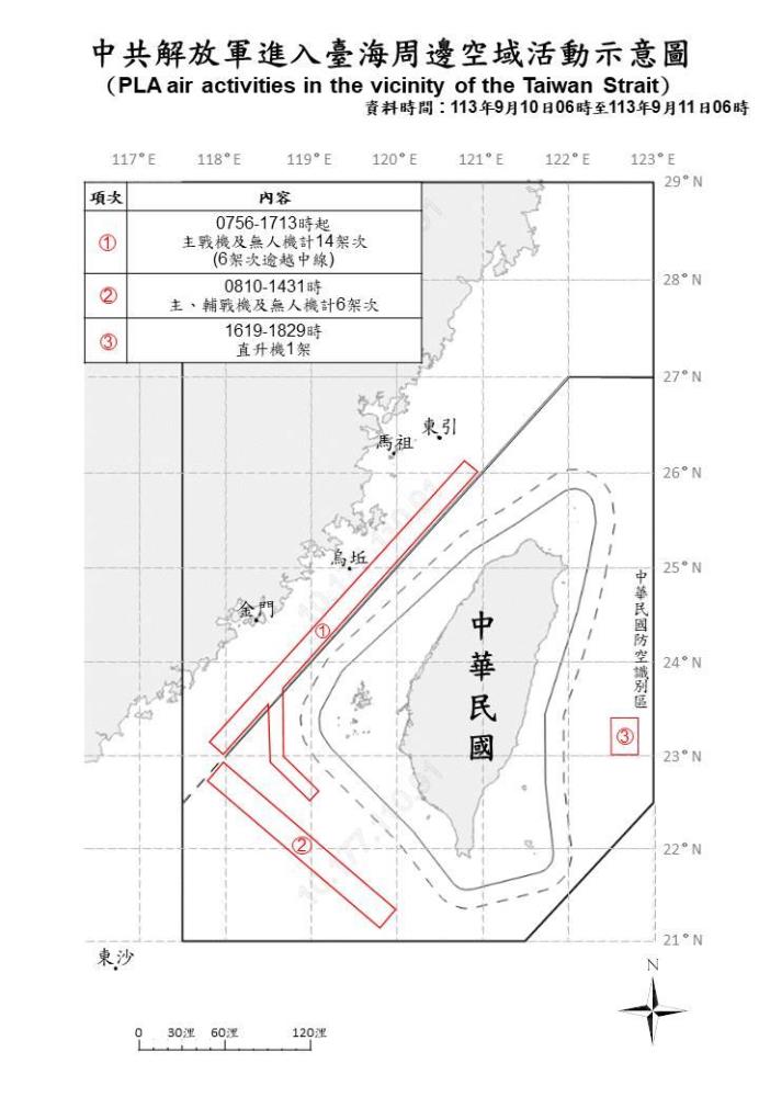 中共機艦臺海周邊活動　國軍嚴密監控應處