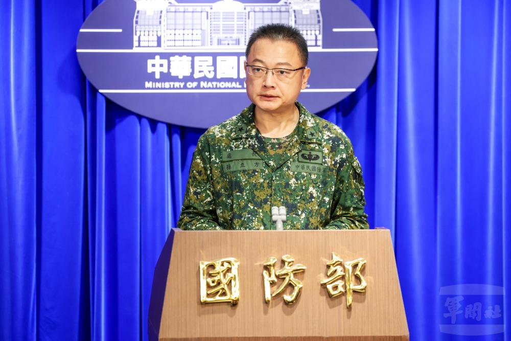 國防部發言人孫少將譴責中共非理性挑釁軍演。（軍聞社記者周昇煒攝）