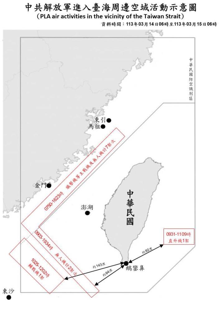 中共機艦持續於臺海周邊活動　國軍嚴密監控應處