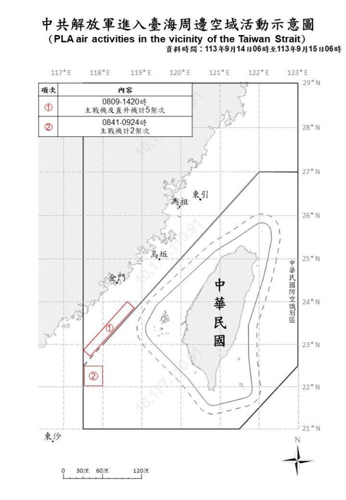 中共機艦臺海周邊活動　國軍嚴密監控應處