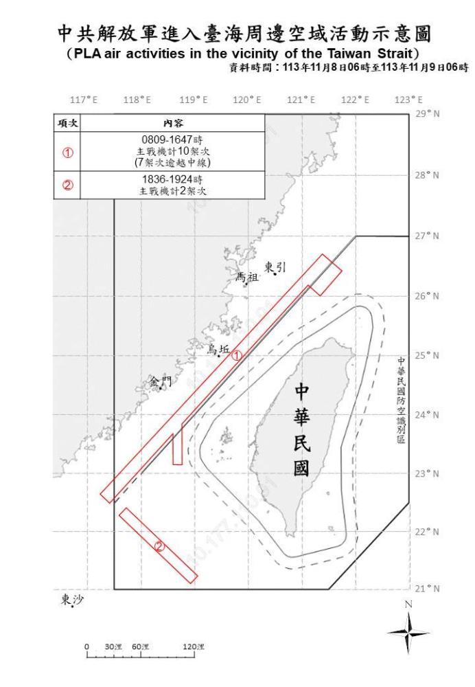 中共機艦臺海周邊活動　國軍嚴密監控應處