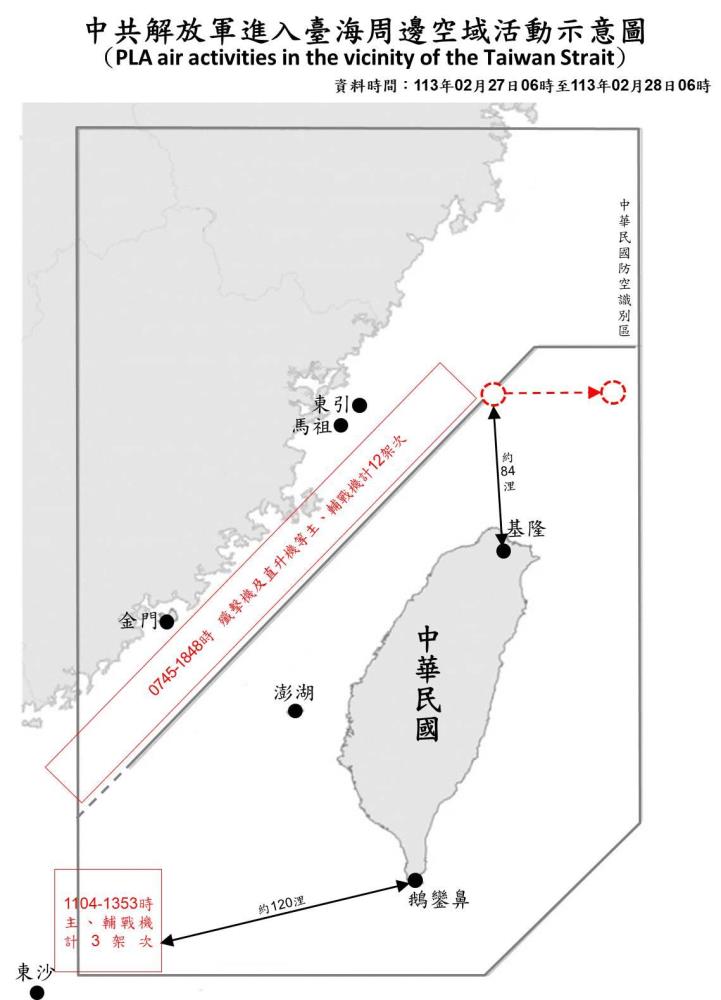 中共機艦續於臺海周邊活動　國軍嚴密監控應處