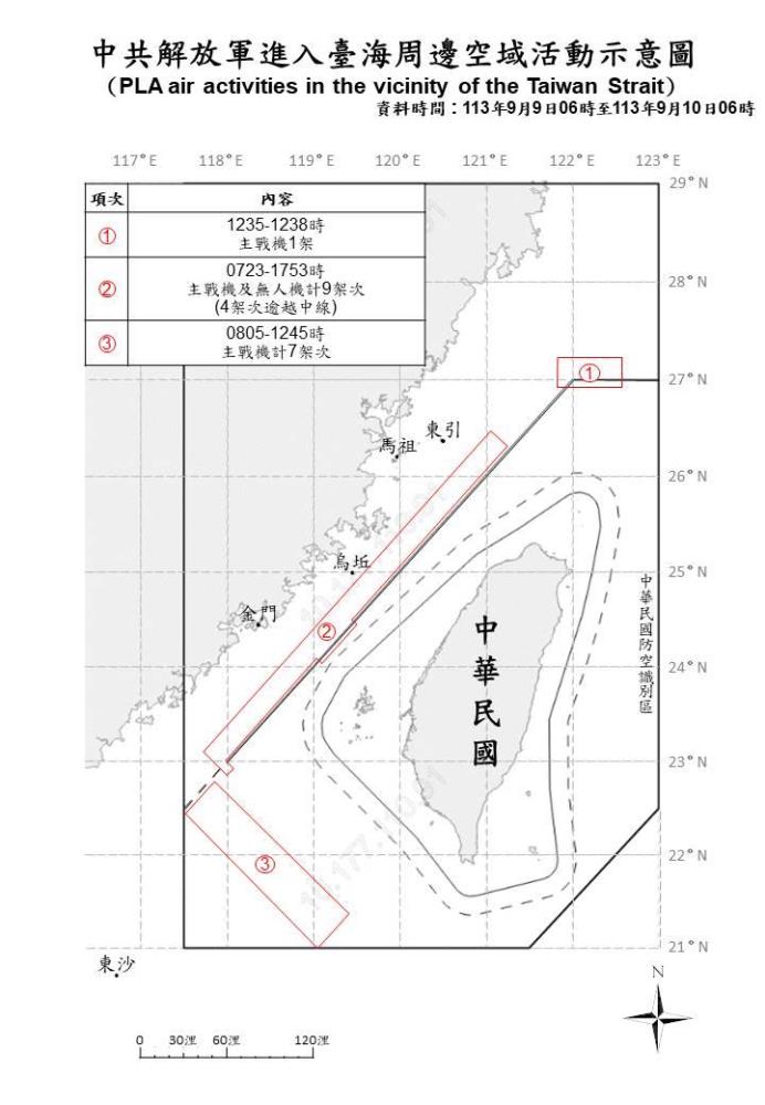 中共機艦臺海周邊活動　國軍嚴密監控應處