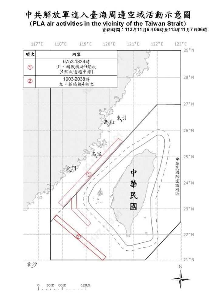 中共機艦於臺海周邊活動　國軍嚴密監控應處