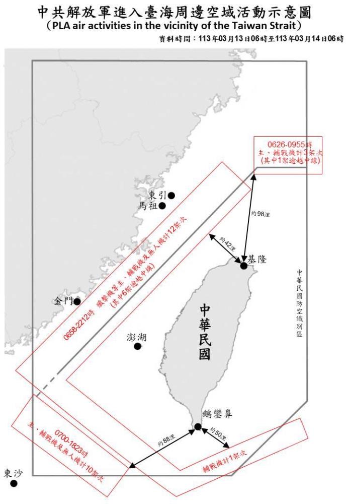 中共機艦臺海周邊活動　國軍嚴密監控應處