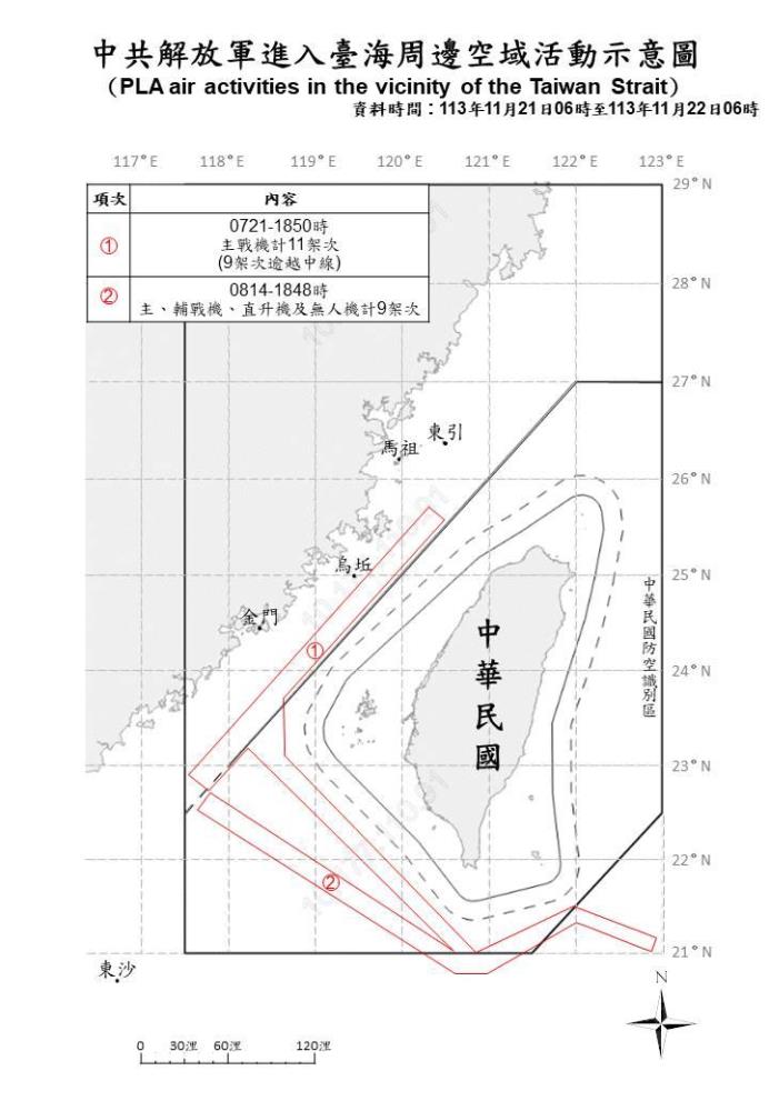 中共機艦臺海周邊活動　國軍嚴密監控應處