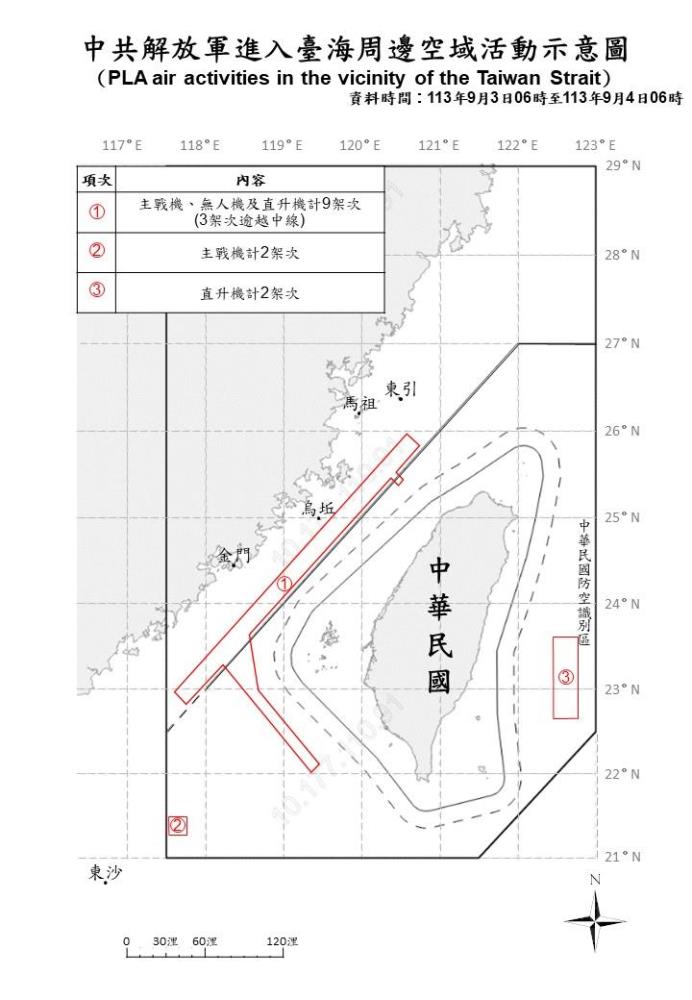 中共機艦臺海周邊活動　國軍嚴密監控應處